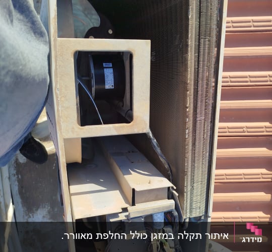 יחידת מיזוג אוויר פתוחה עם רכיבים פנימיים חשופים